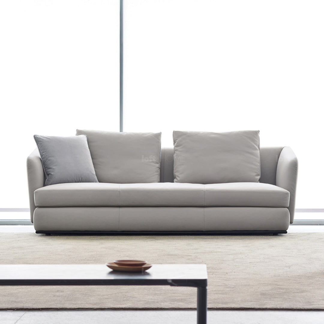 Minimalist fabric 3 seater sofa mlini in still life.