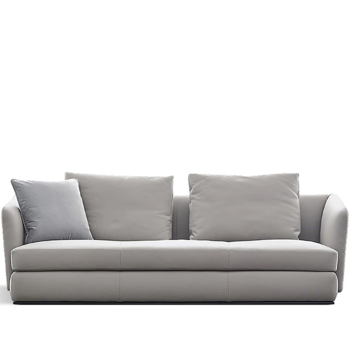 Minimalist fabric 3 seater sofa mlini in white background.