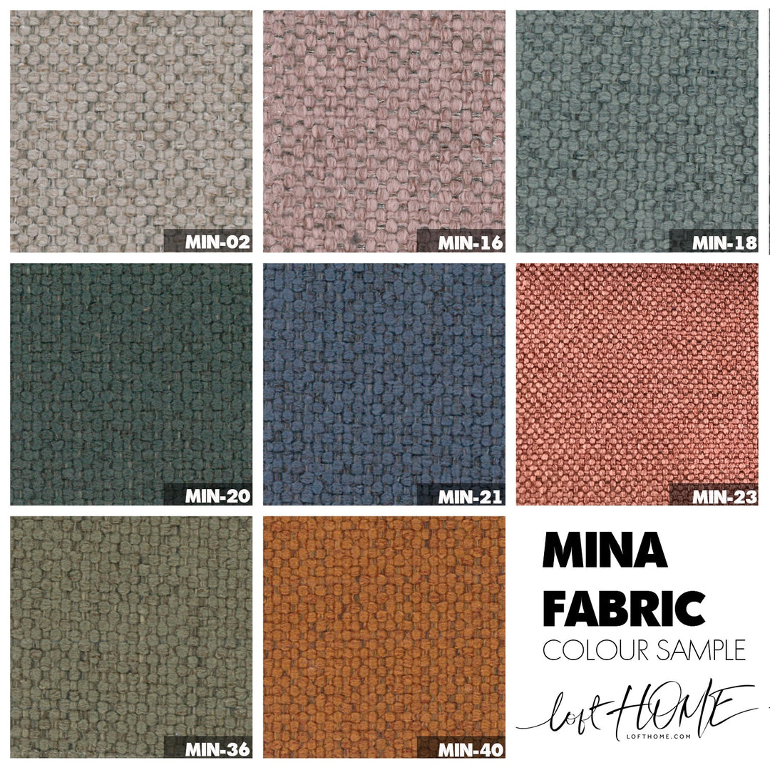 Minimalist fabric 3 seater sofa muti color swatches.