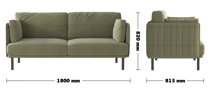 Minimalist fabric 3 seater sofa muti size charts.