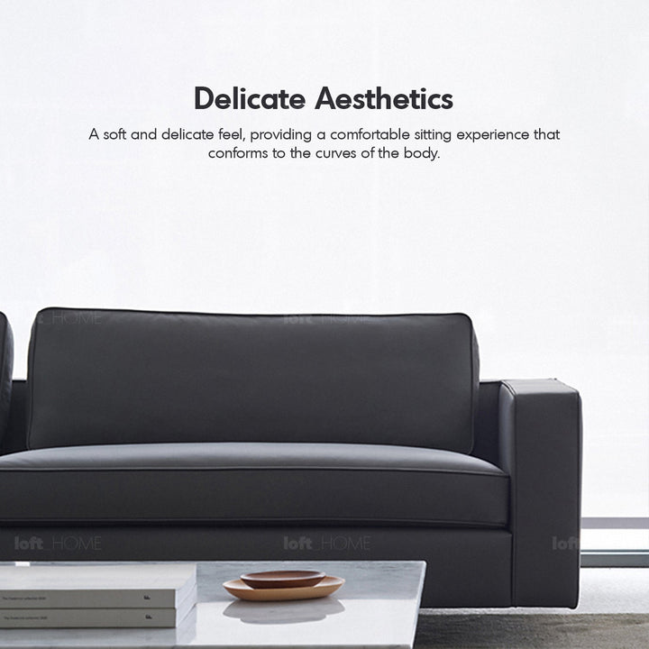 Minimalist fabric 3 seater sofa vemb in details.