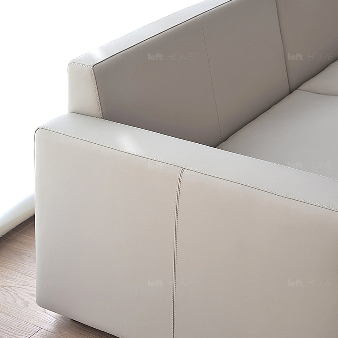 Minimalist fabric 3 seater sofa white in still life.
