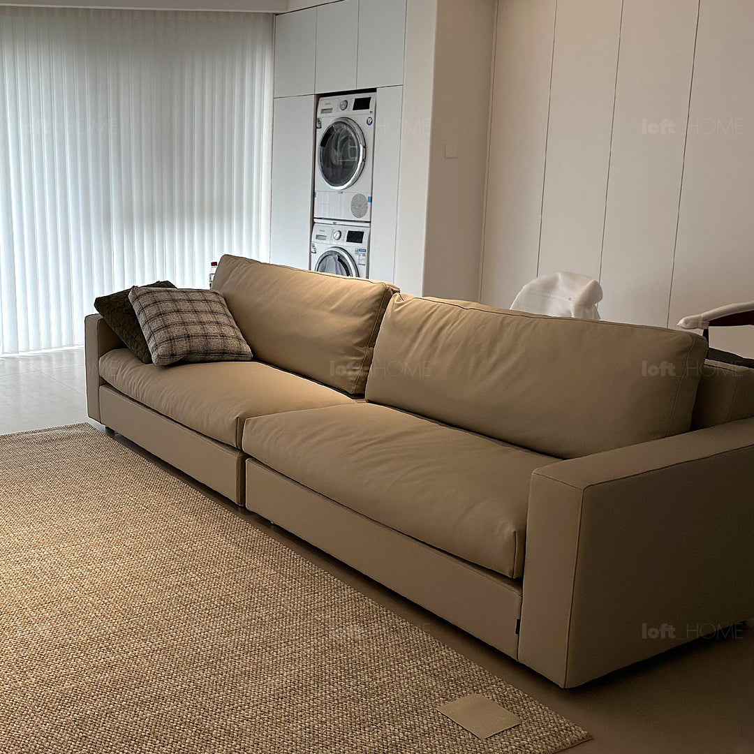 Minimalist fabric 3 seater sofa white situational feels.