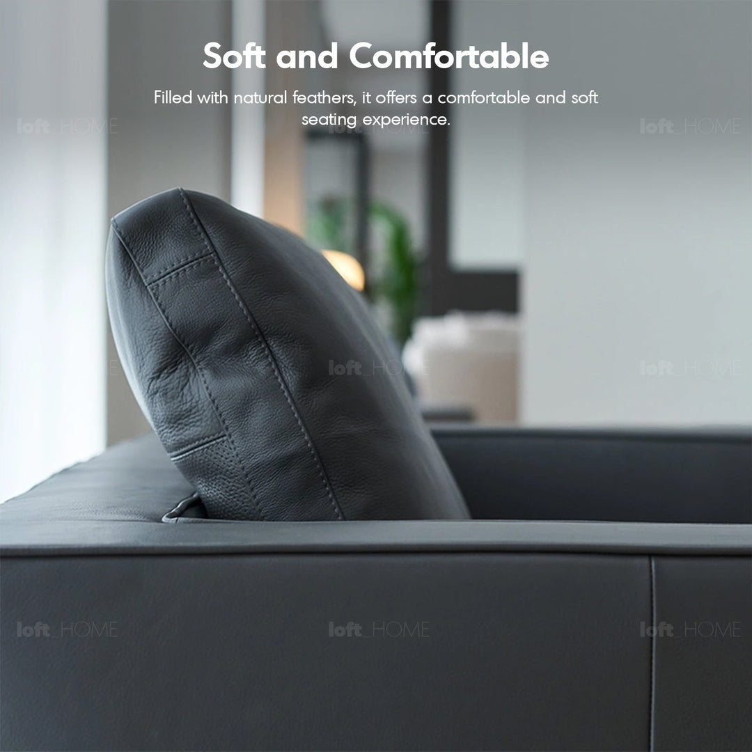 Minimalist fabric 3.5 seater sofa como in close up details.
