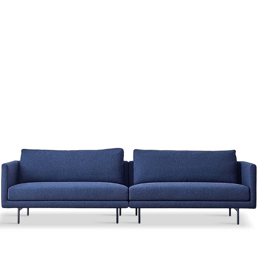 Minimalist fabric 3.5 seater sofa rina in white background.