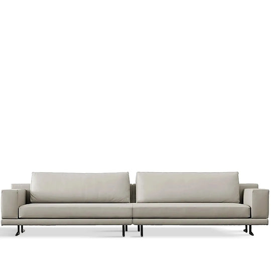 Minimalist fabric 4 seater sofa bologna in white background.