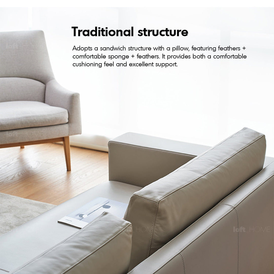 Minimalist fabric 4 seater sofa bologna in details.