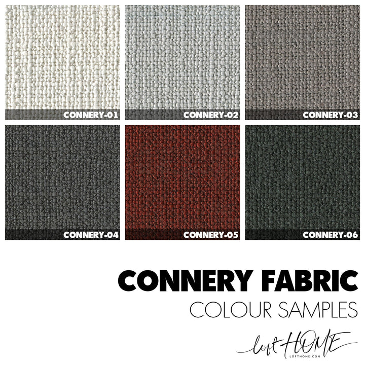 Minimalist fabric 4 seater sofa connery color swatches.