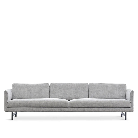 Minimalist fabric 4 seater sofa nor in white background.