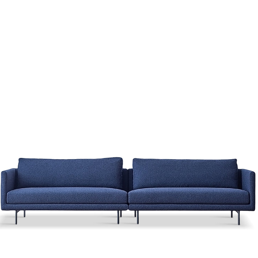 Minimalist fabric 4 seater sofa rina in white background.