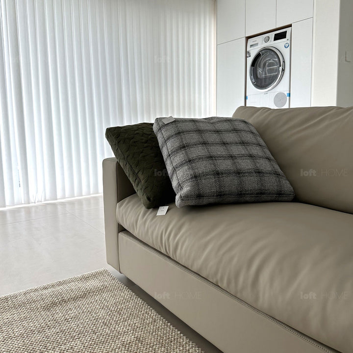 Minimalist fabric 4 seater sofa white conceptual design.