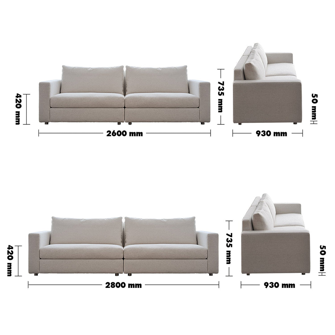 Minimalist fabric 4 seater sofa white size charts.