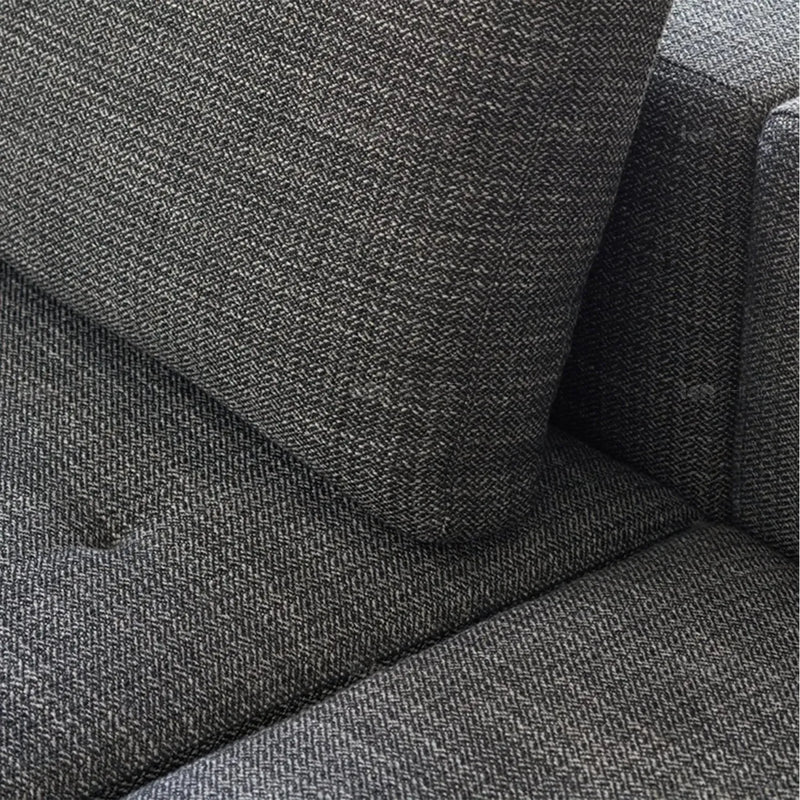 Minimalist fabric 4.5 seater sofa bri in panoramic view.