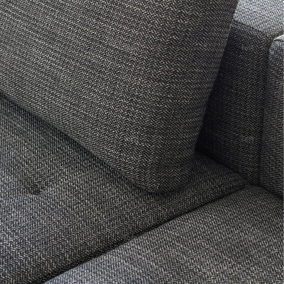 Minimalist fabric 4.5 seater sofa bri in panoramic view.