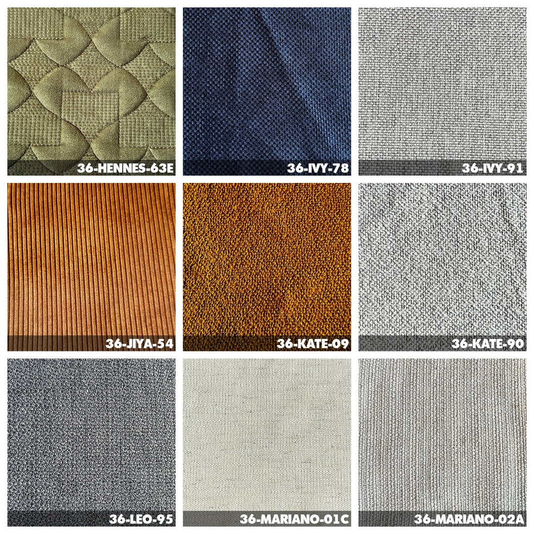 Minimalist fabric 4.5 seater sofa como material variants.