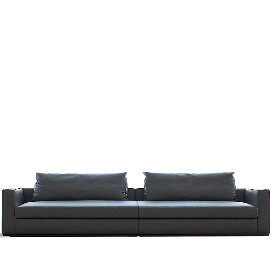 Minimalist fabric 4.5 seater sofa como in white background.