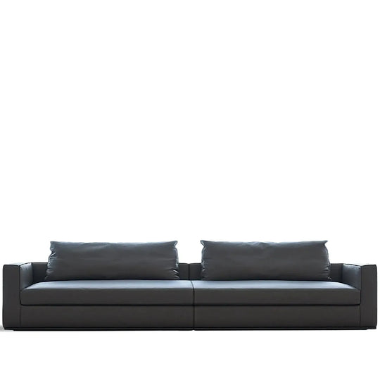 Minimalist fabric 4.5 seater sofa como in white background.