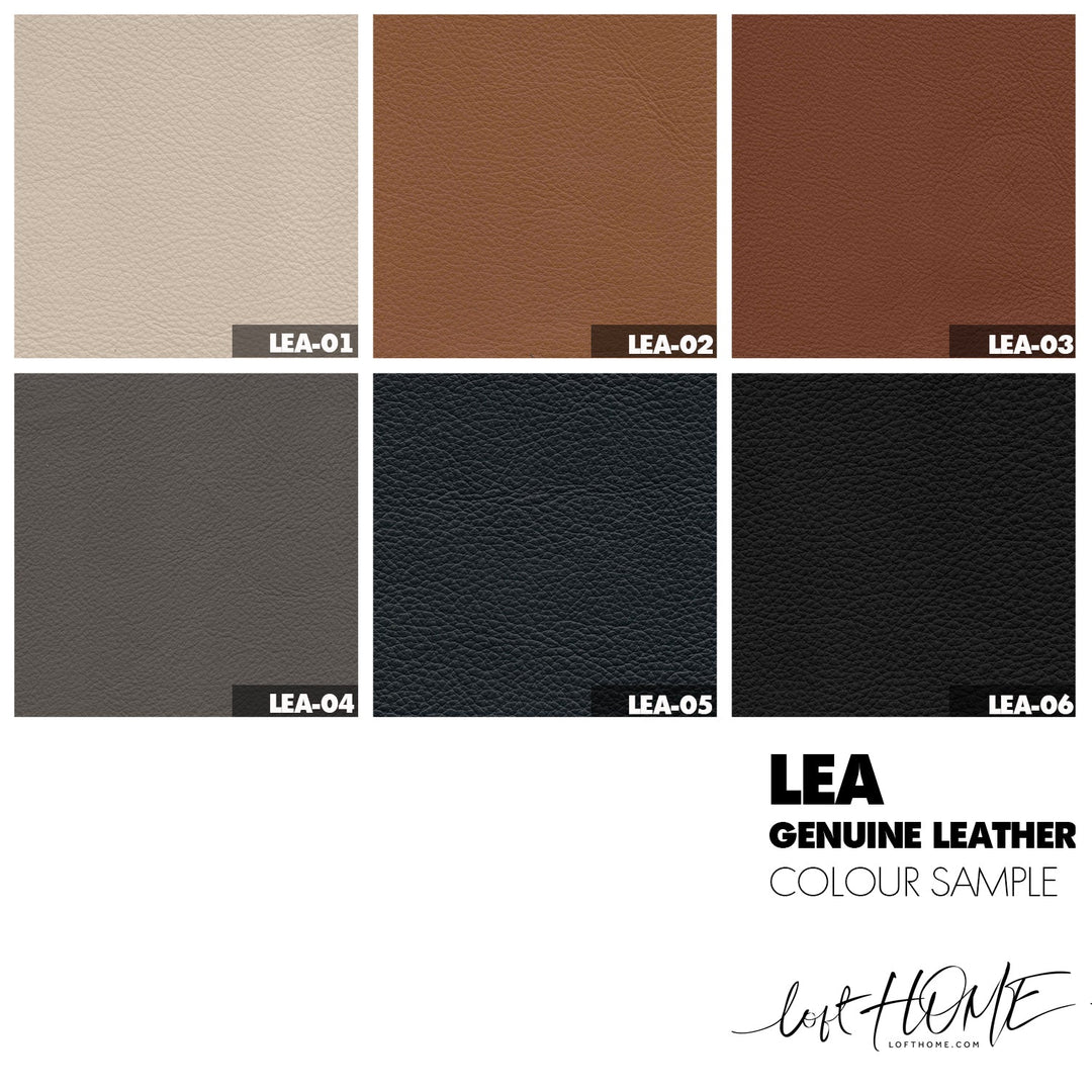 Minimalist fabric and leather 1 seater sofa alger color swatches.
