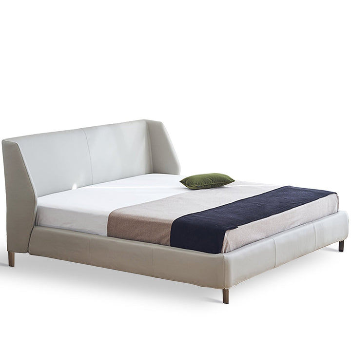 Minimalist fabric bed cygnus in white background.