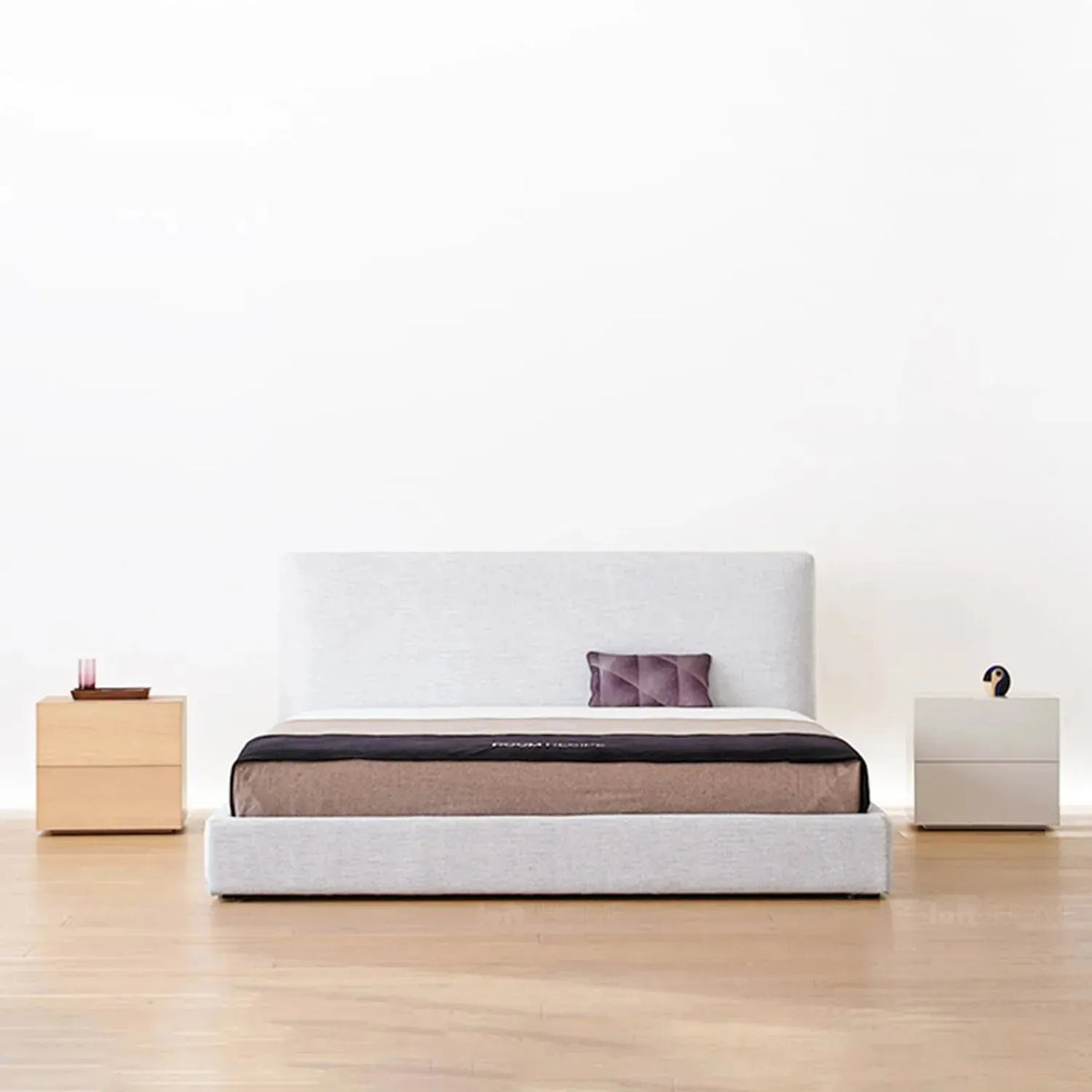 Minimalist fabric bed lines in still life.