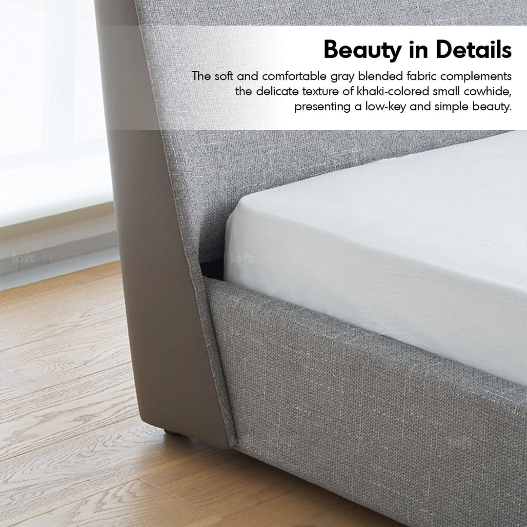 Minimalist fabric bed vaselli in real life style.