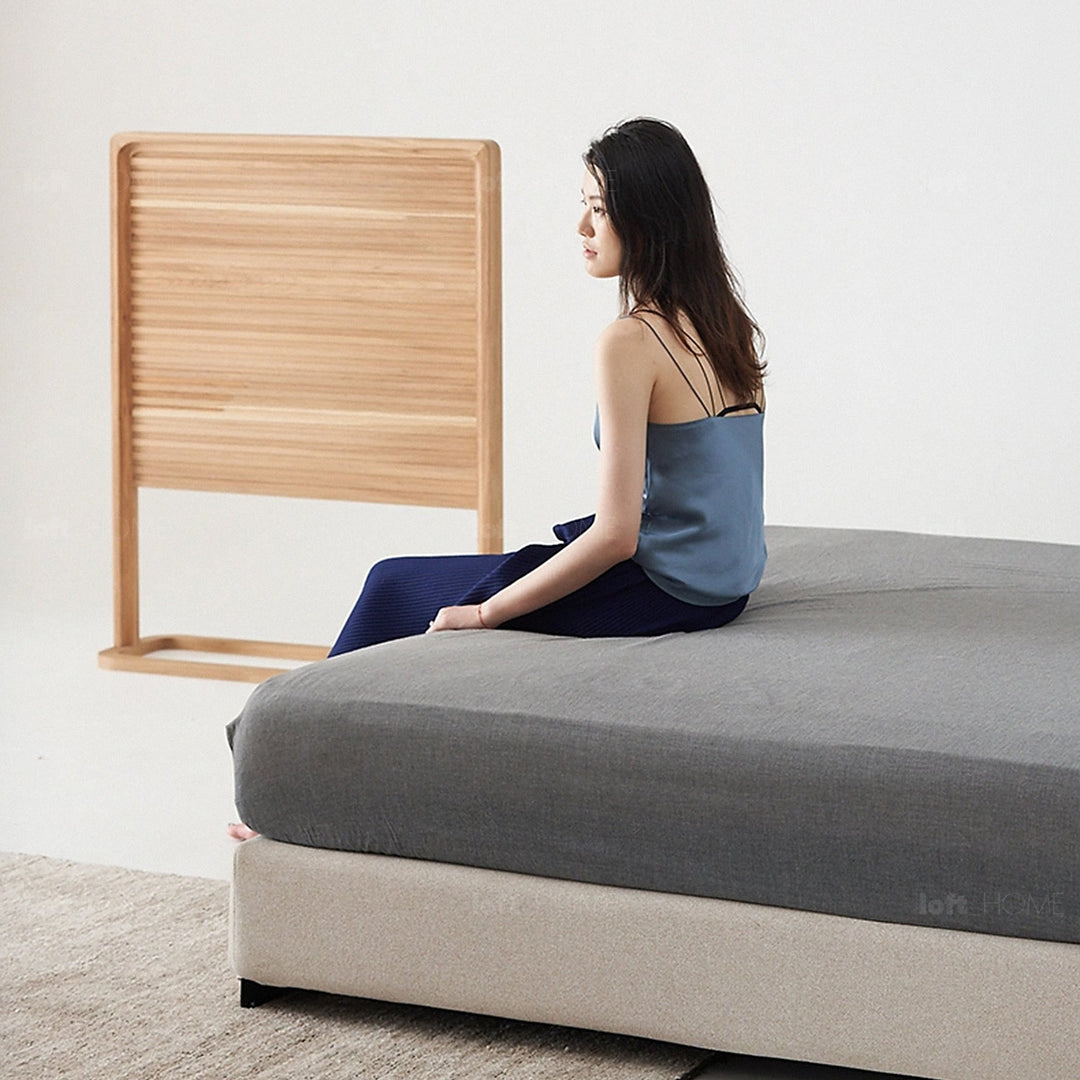 Minimalist fabric bed woods situational feels.