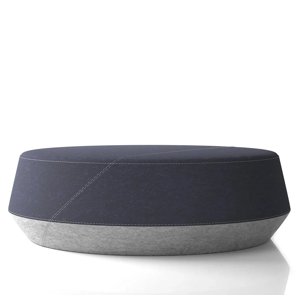 Minimalist fabric coffee table buono in white background.