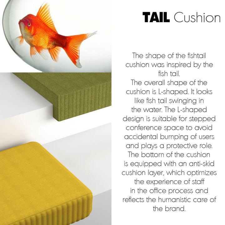 Minimalist fabric cushion seat tail material variants.