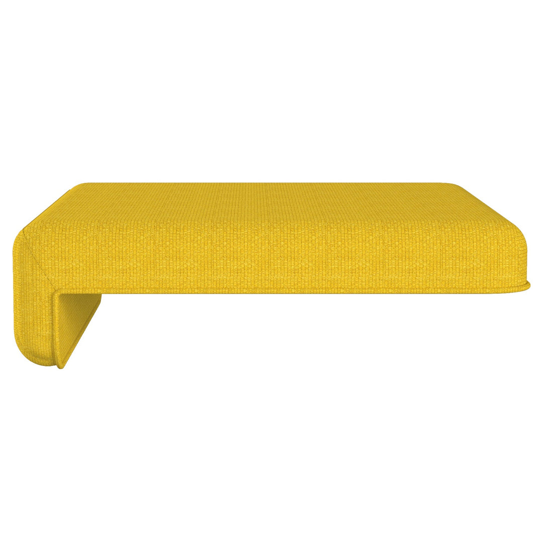 Minimalist fabric cushion seat tail in details.