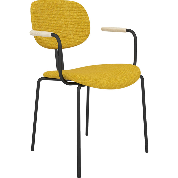 Minimalist fabric dining chair et arm environmental situation.