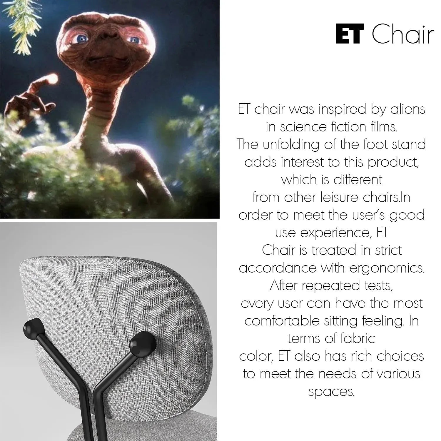 Industrial fabric dining chair et arm material variants.