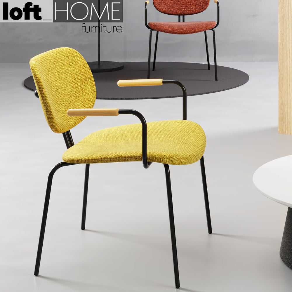Minimalist fabric dining chair et arm primary product view.