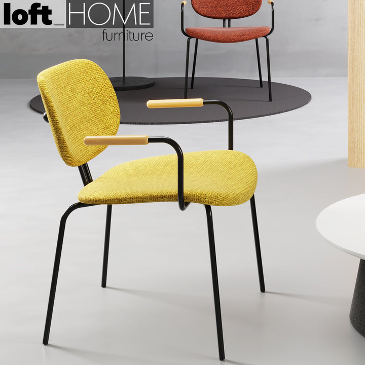 Minimalist fabric dining chair et arm primary product view.
