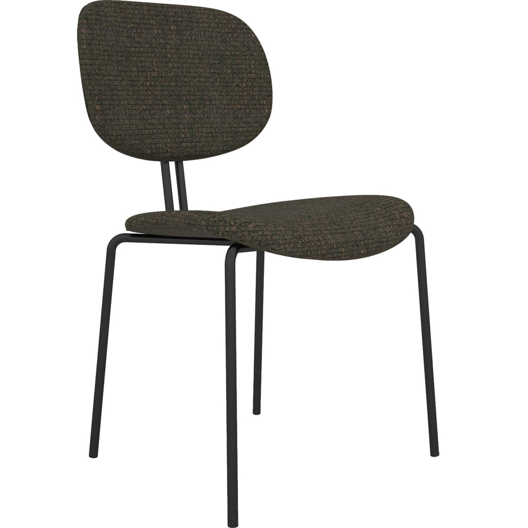 Minimalist fabric dining chair et in panoramic view.