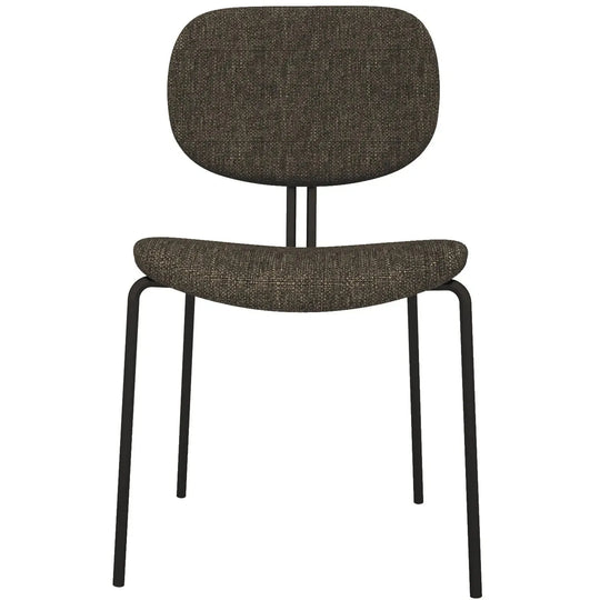 Industrial fabric dining chair et in white background.