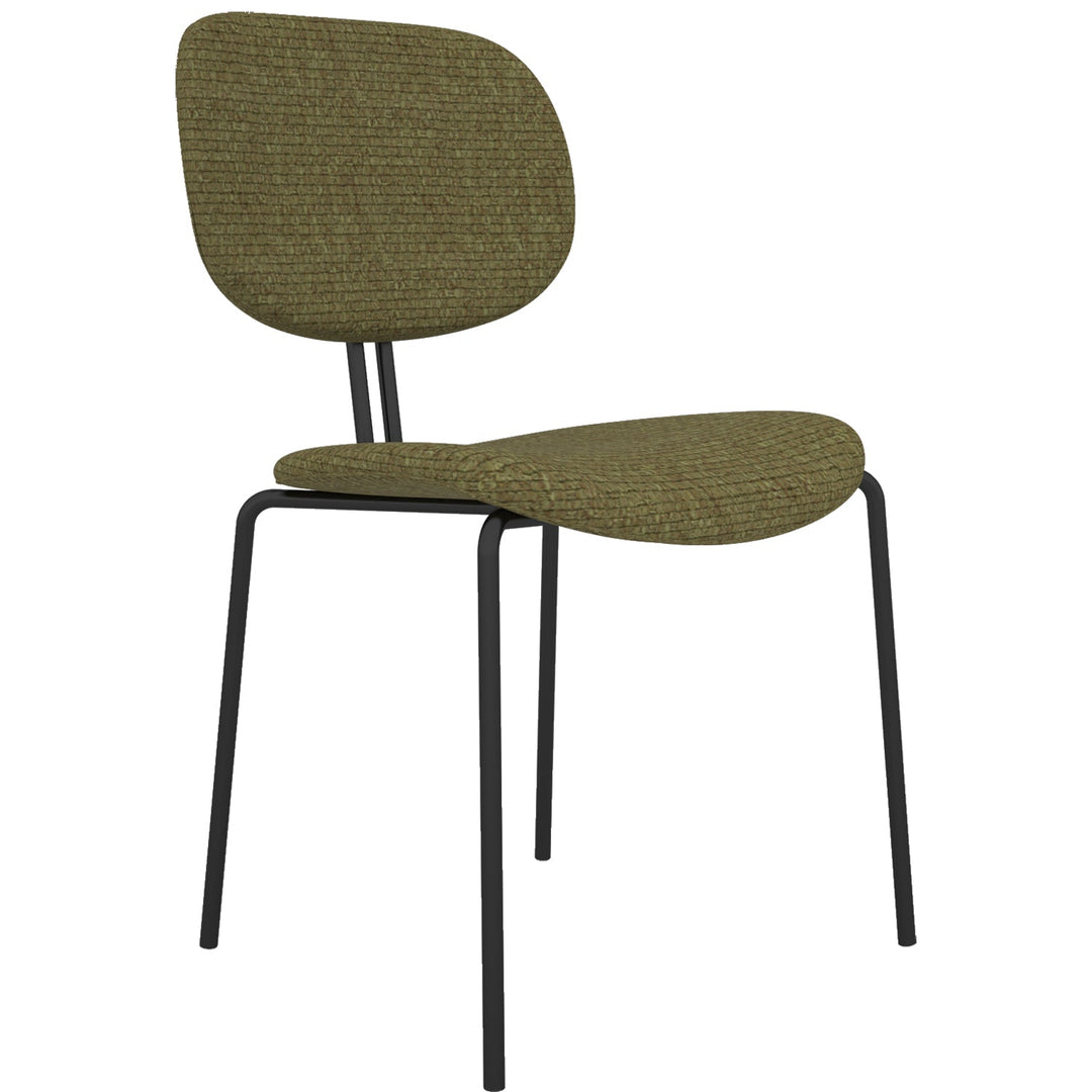 Minimalist fabric dining chair et in still life.