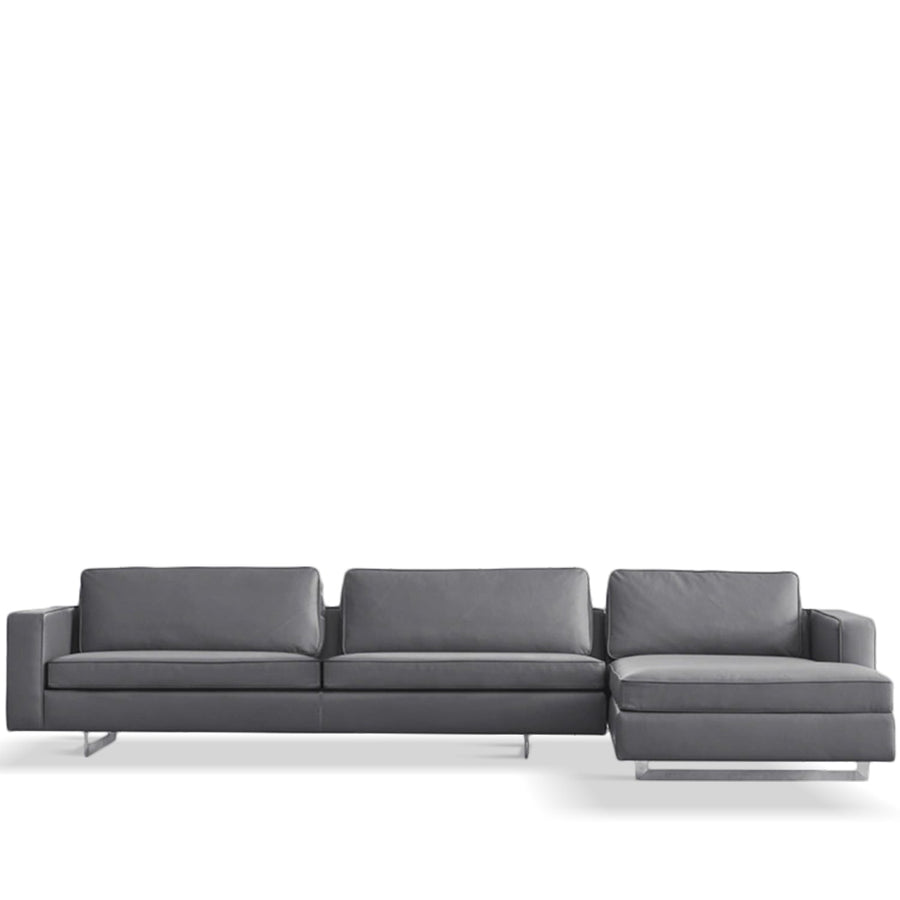 Minimalist fabric l shape sectional sofa vemb 2+l in white background.