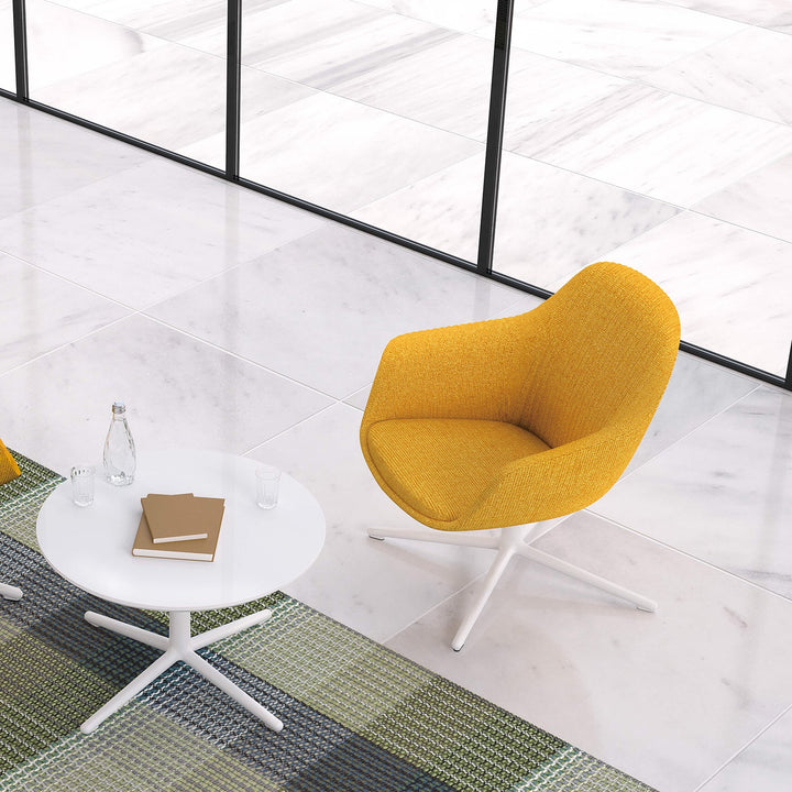 Minimalist fabric office chair sys material variants.