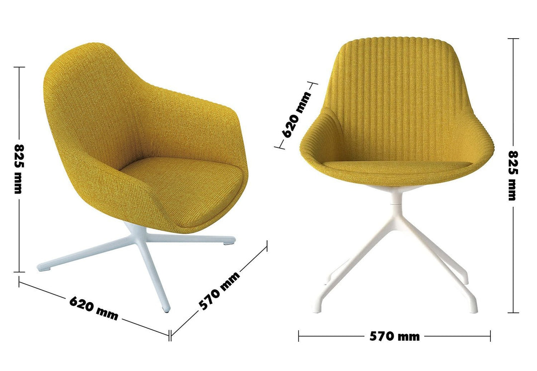 Minimalist fabric office chair sys size charts.