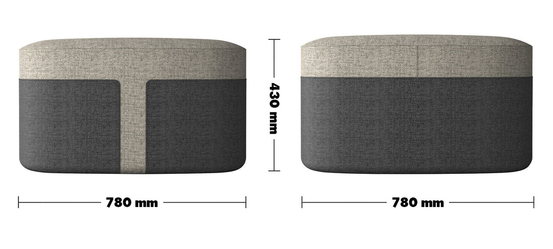 Minimalist fabric ottoman bag l size charts.