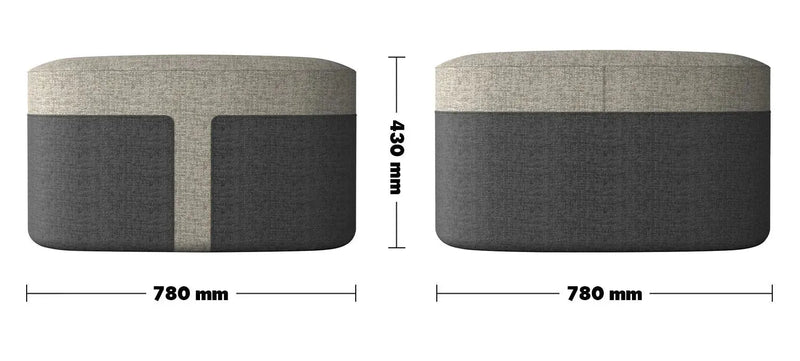 Modern fabric ottoman bag l size charts.