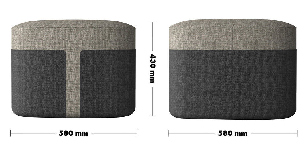 Minimalist fabric ottoman bag m size charts.