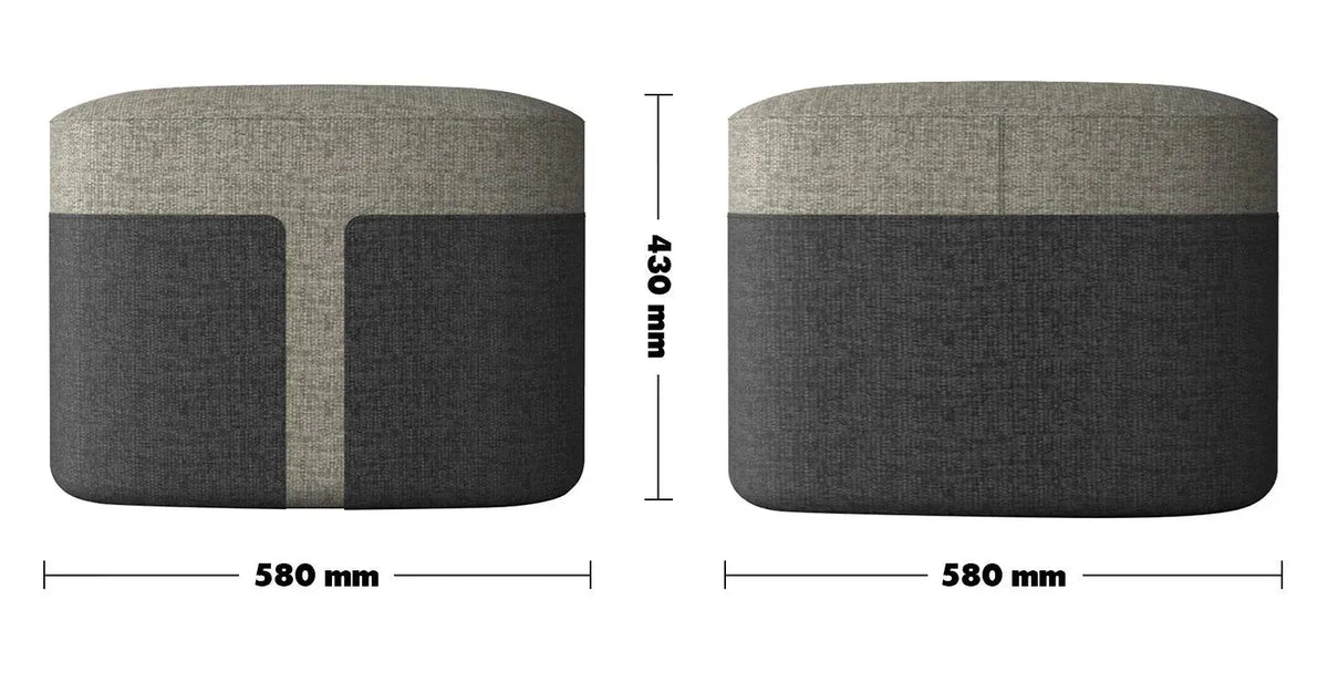 Modern fabric ottoman bag m size charts.