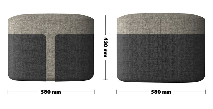 Minimalist fabric ottoman bag m size charts.