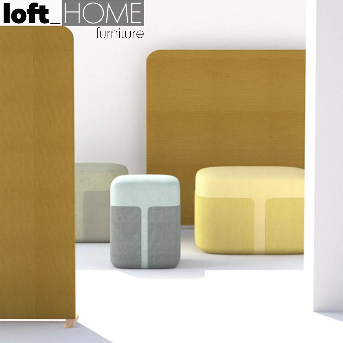 Modern fabric ottoman bag s primary product view.
