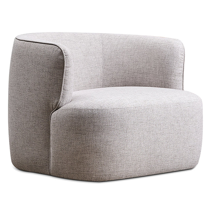 Minimalist fabric revolving 1 seater sofa heb in white background.