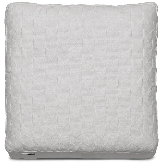 Contemporary fabric sofa pillow angle white in white background.