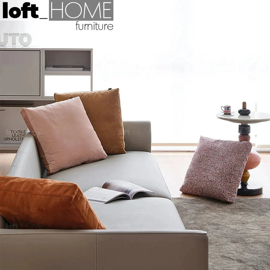 Minimalist fabric sofa pillow autumn pink primary product view.