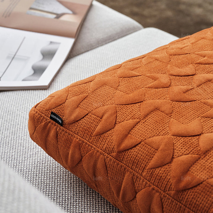 Minimalist fabric sofa pillow classic orange material variants.
