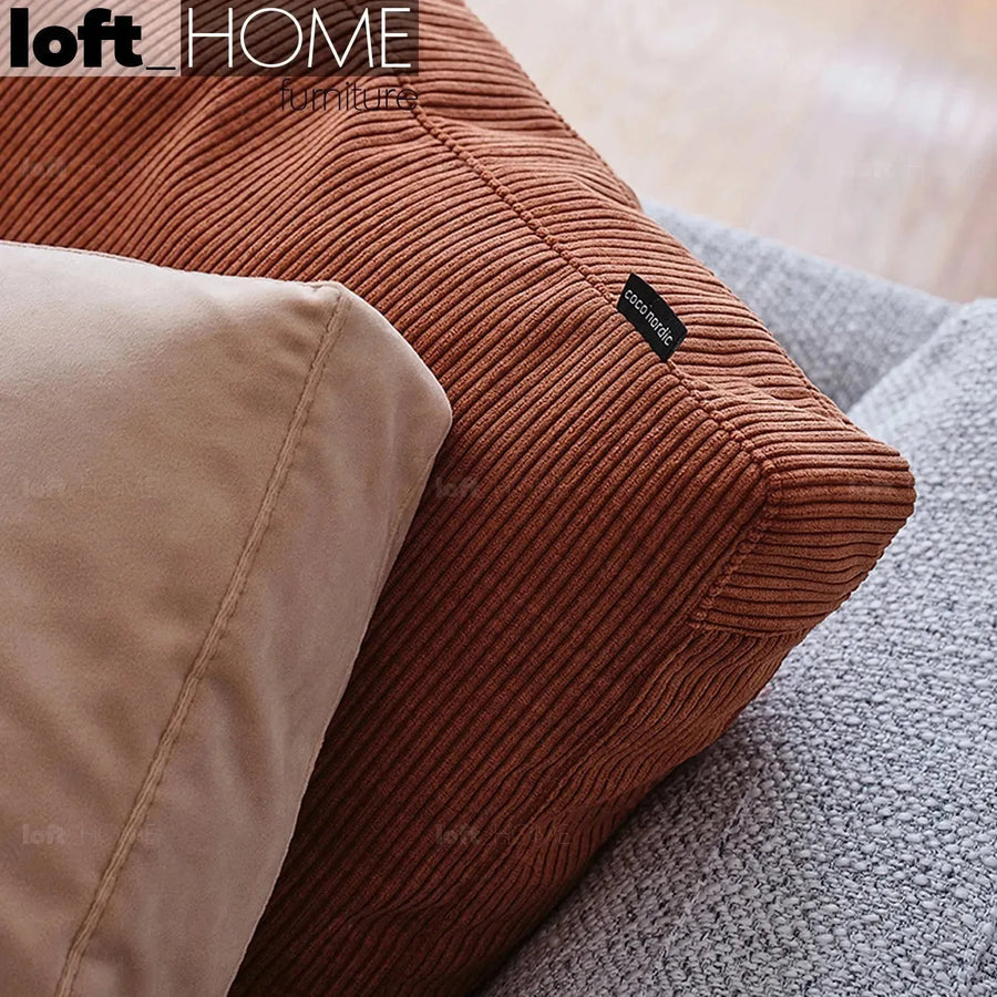 Minimalist fabric sofa pillow corduroy orange primary product view.